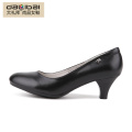 genuine leather fashion women low heel ladies winter black dress shoes